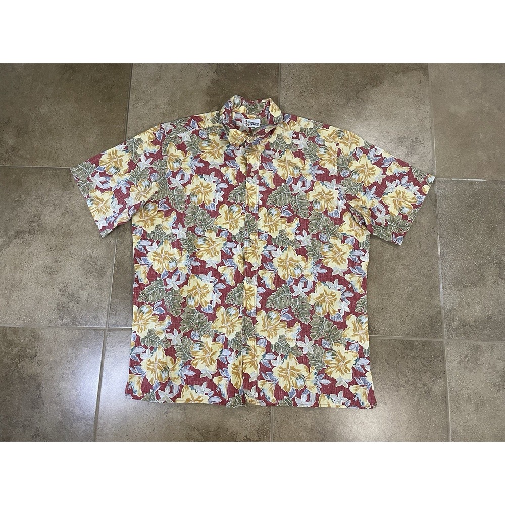 Reyn Spooner Mens Sz 2XL Button Up Red Floral Hawaiian Traditionals Shirt